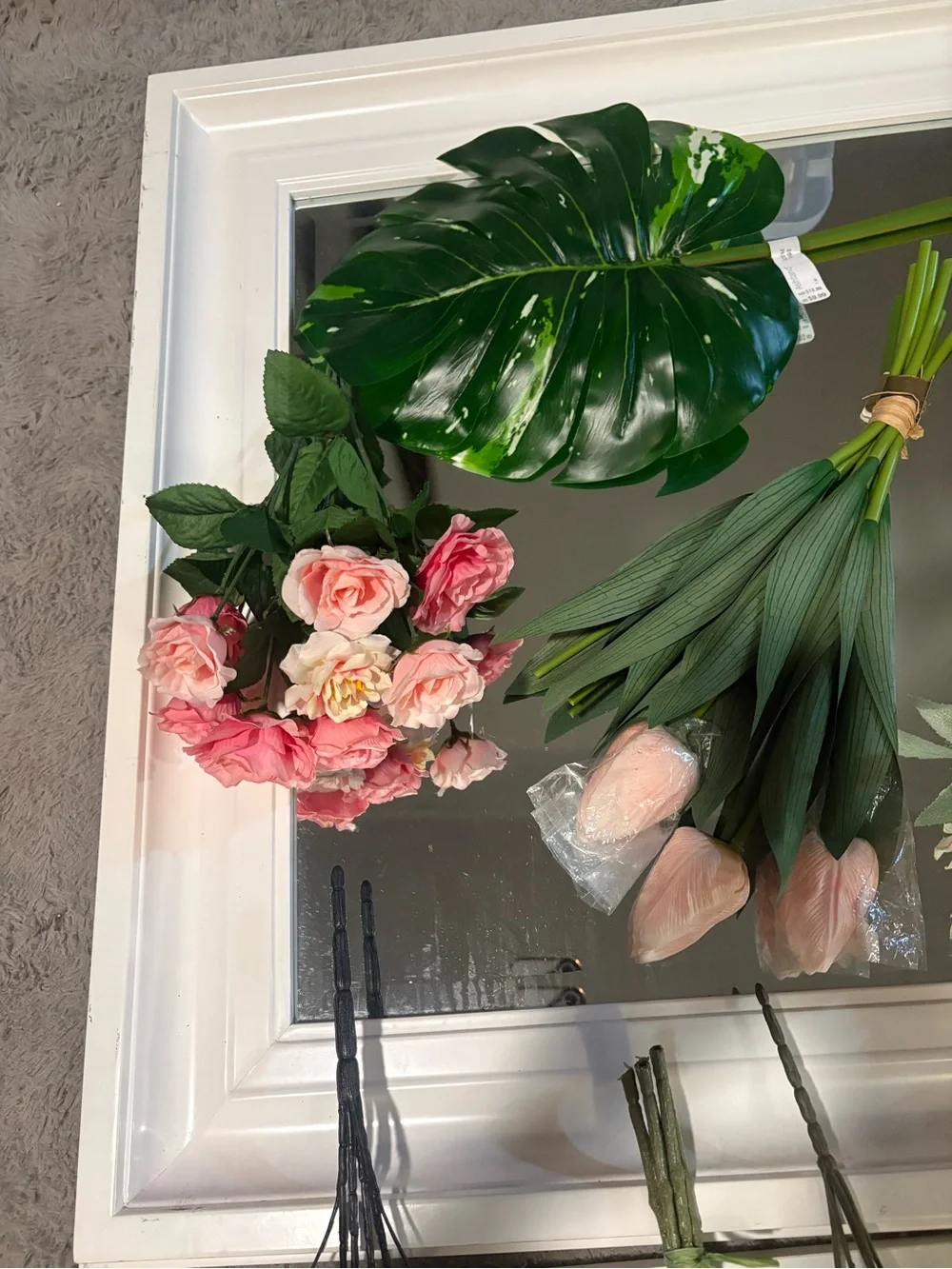 Huge bundle of mixed faux flowers, real touch, silk flowers for crafts, home dec